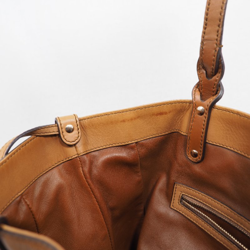 Gucci Brown Leather Craft Tote 焦糖啡色拼原色蟒蛇皮托特包-15