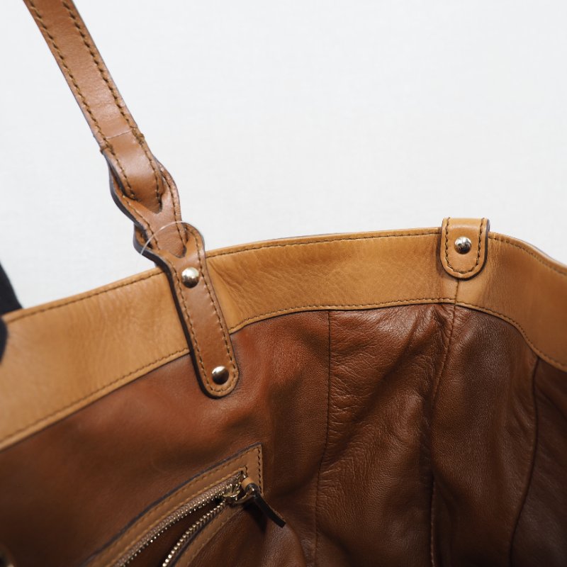 Gucci Brown Leather Craft Tote 焦糖啡色拼原色蟒蛇皮托特包-16