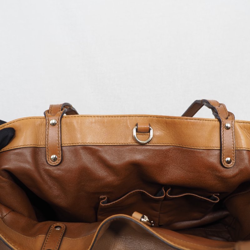 Gucci Brown Leather Craft Tote 焦糖啡色拼原色蟒蛇皮托特包-17