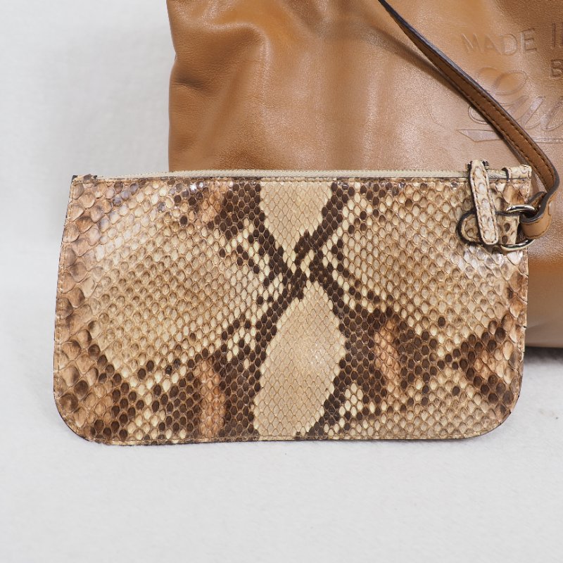 Gucci Brown Leather Craft Tote 焦糖啡色拼原色蟒蛇皮托特包-19
