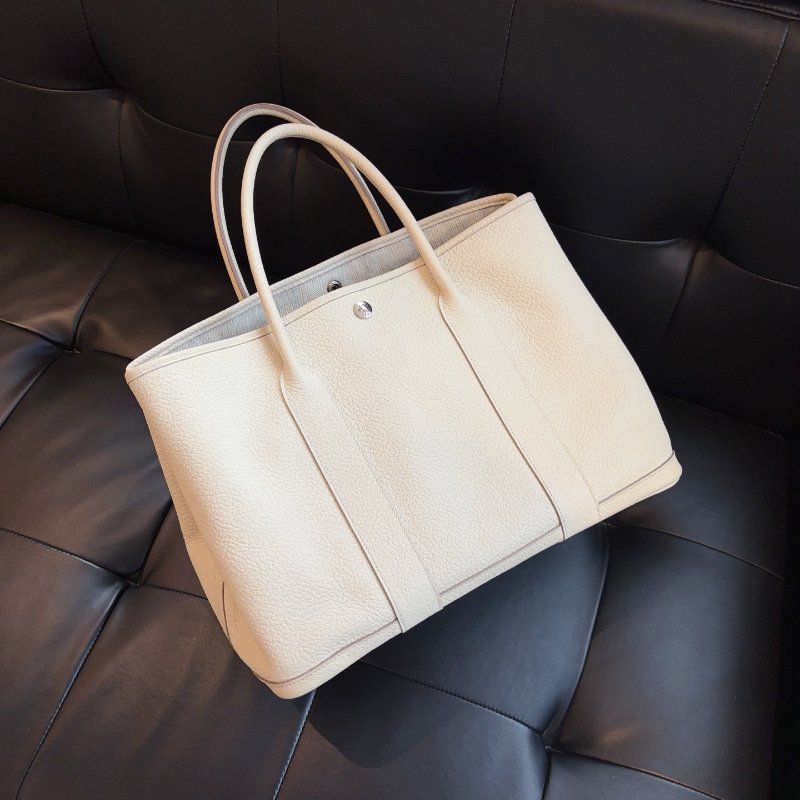 Hermes愛馬仕 Garden Party36花園包 銀扣 冰川白 tc皮-2