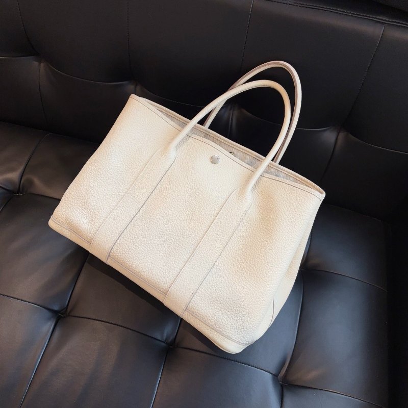 Hermes愛馬仕 Garden Party36花園包 銀扣 冰川白 tc皮-3