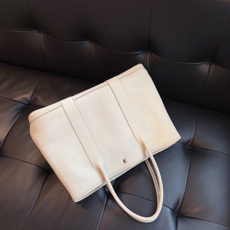 Hermes愛馬仕 Garden Party36花園包 銀扣 冰川白 tc皮-4