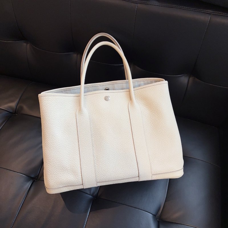 Hermes愛馬仕 Garden Party36花園包 銀扣 冰川白 tc皮-6