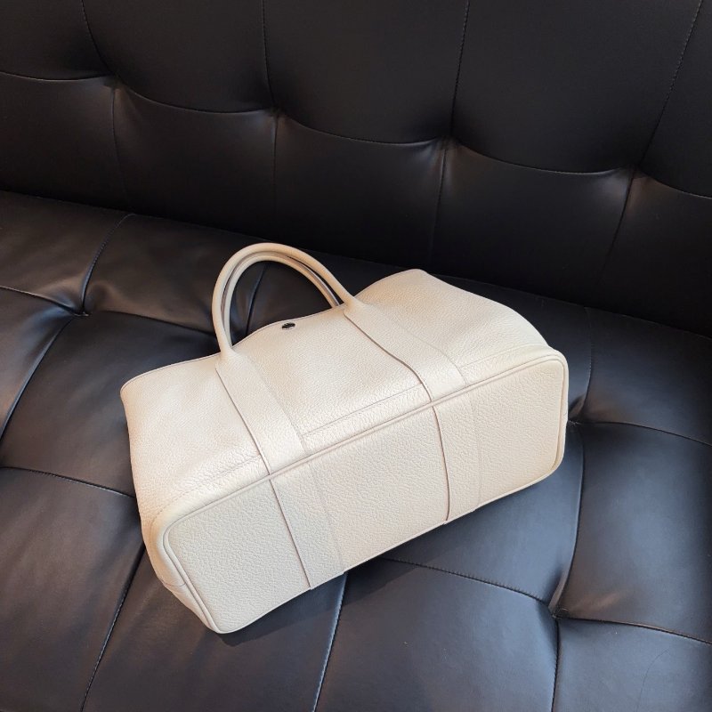 Hermes愛馬仕 Garden Party36花園包 銀扣 冰川白 tc皮-8