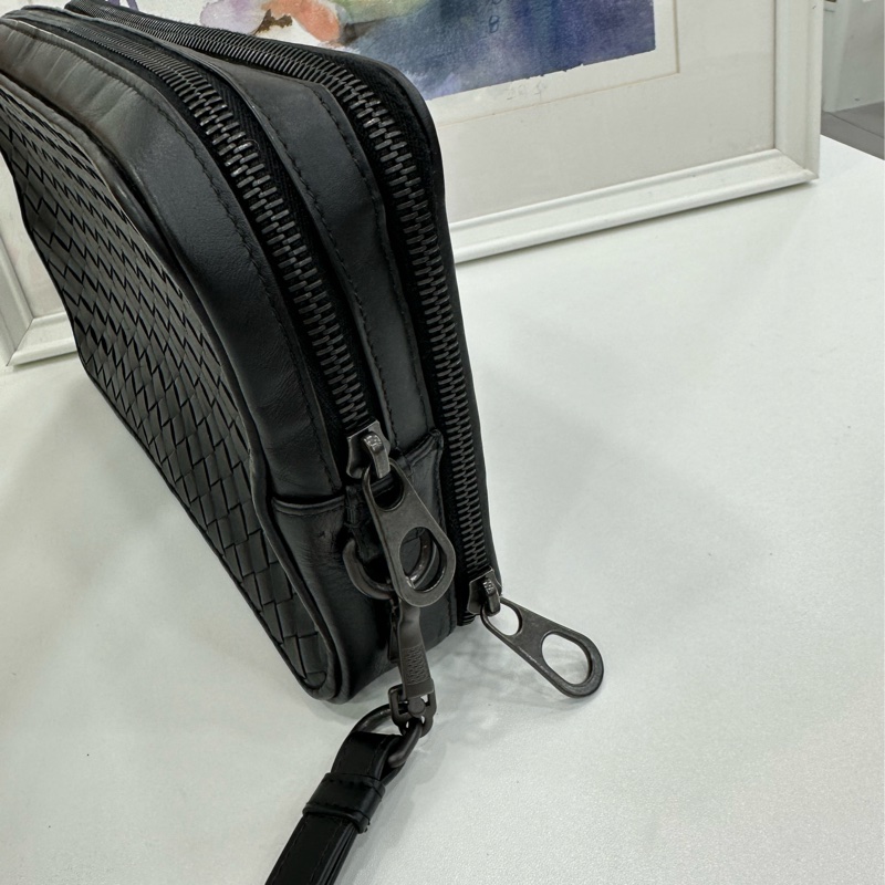 BV Bottega Veneta葆蝶家 黑灰色編長手包 尺寸25*5-3