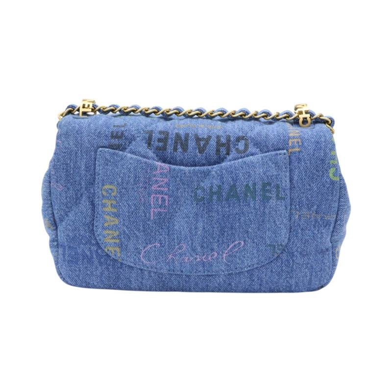 藍色 塗鴉 丹寧 斜背口蓋 Denim Mood 肩背包【CHANEL 香奈兒】 AS3134-1
