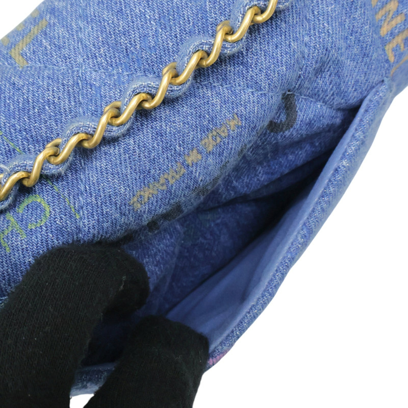 藍色 塗鴉 丹寧 斜背口蓋 Denim Mood 肩背包【CHANEL 香奈兒】 AS3134-4