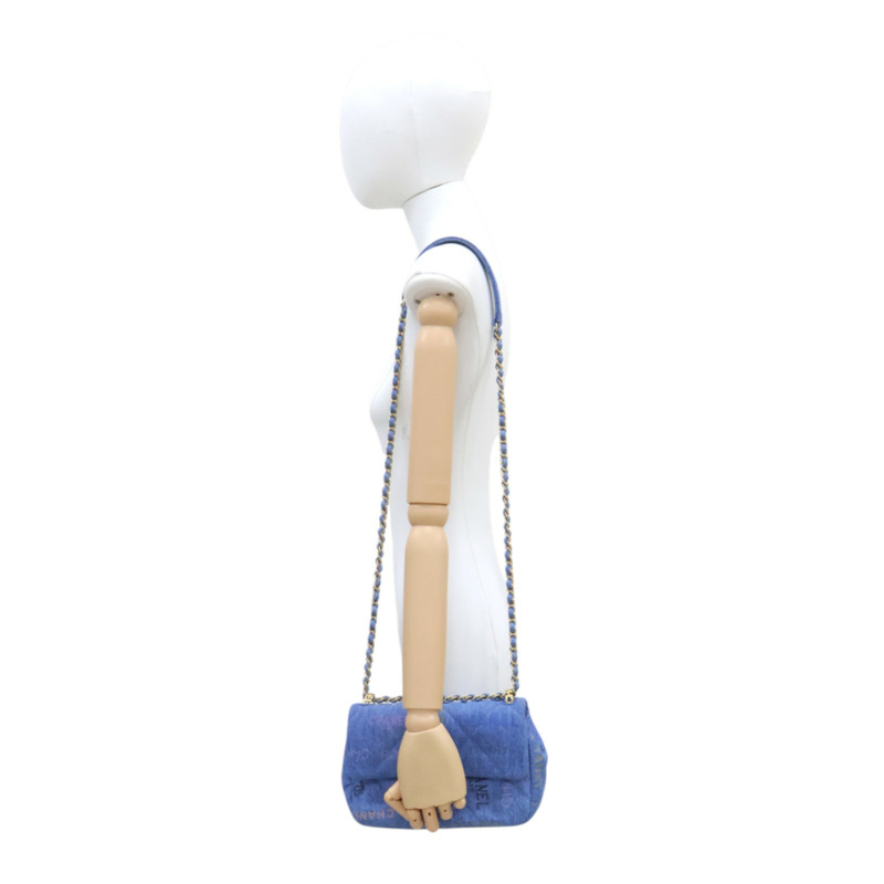 藍色 塗鴉 丹寧 斜背口蓋 Denim Mood 肩背包【CHANEL 香奈兒】 AS3134-10