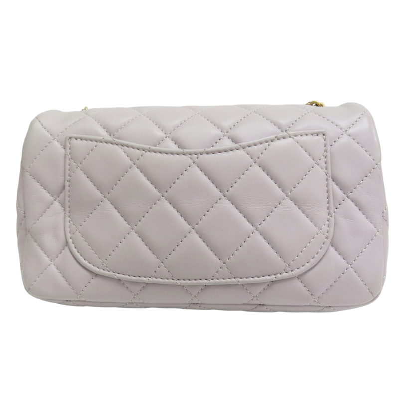 灰色 菱格紋 羊皮 Pearl Crush 金球 肩背包【CHANEL 香奈兒】 AS1787-1