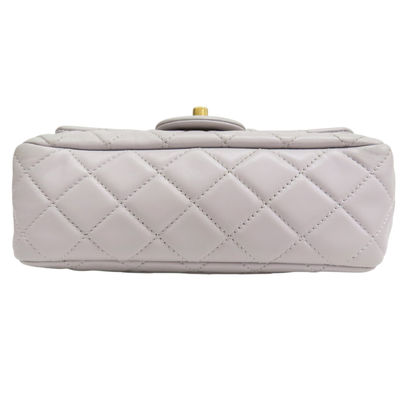 灰色 菱格紋 羊皮 Pearl Crush 金球 肩背包【CHANEL 香奈兒】 AS1787-3