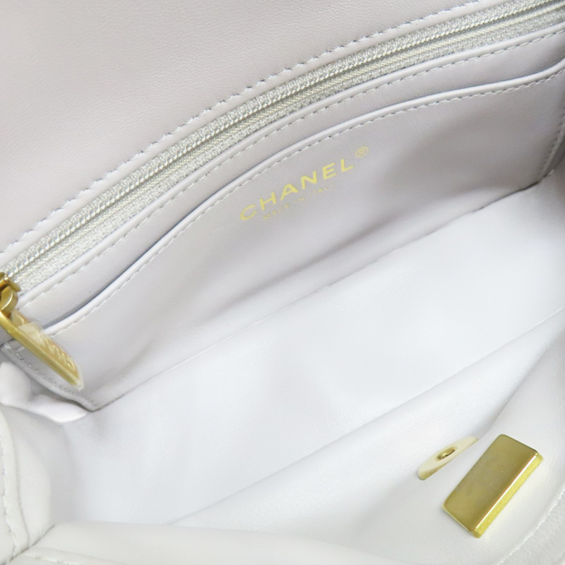 灰色 菱格紋 羊皮 Pearl Crush 金球 肩背包【CHANEL 香奈兒】 AS1787-4