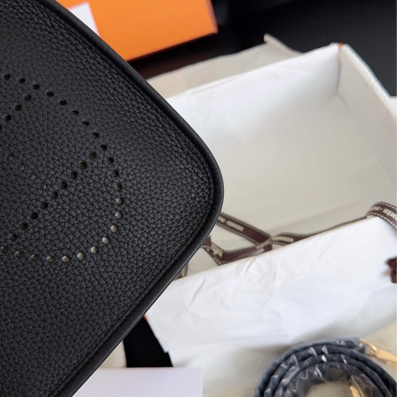 【全新品】Hermes evelyne mini愛馬仕伊芙琳黑金 斜挎包 U刻 tc皮 大全套-13