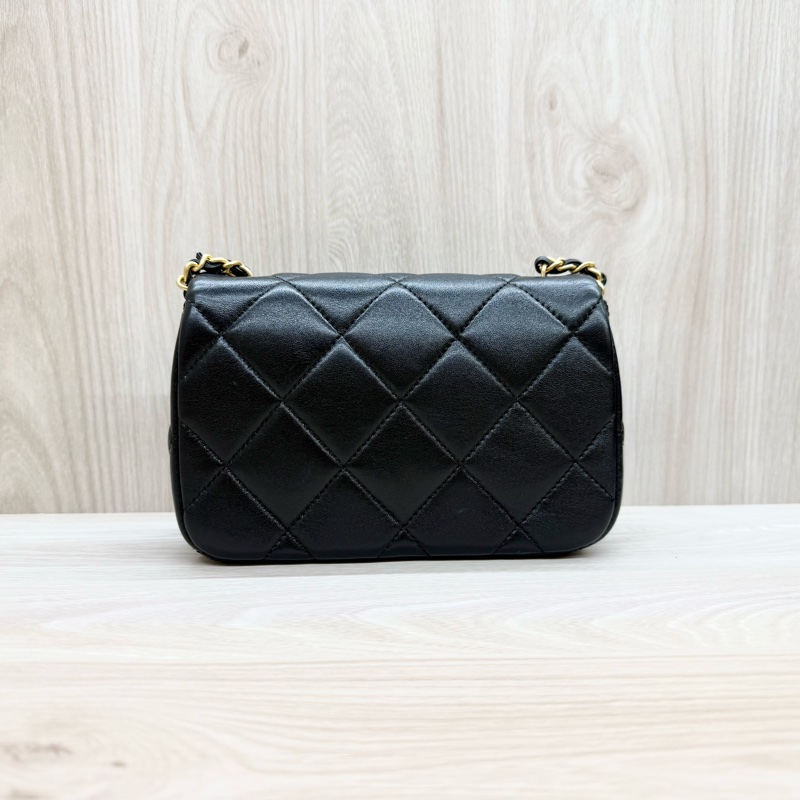 CHANEL (超新✨24S黑金羊皮珍珠方胖AS4868-2