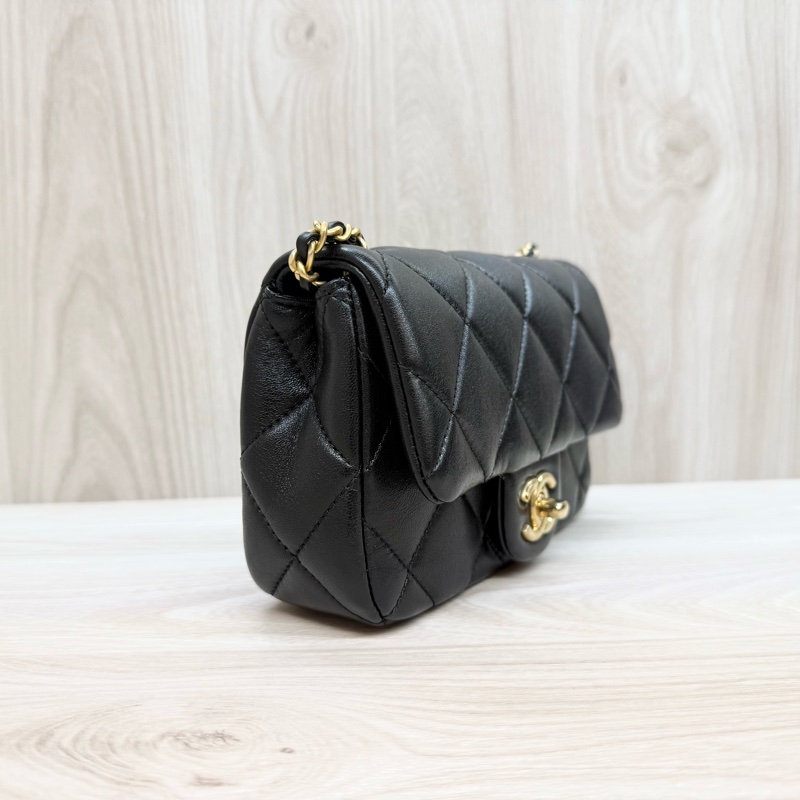 CHANEL (超新✨24S黑金羊皮珍珠方胖AS4868-4