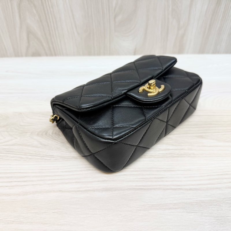 CHANEL (超新✨24S黑金羊皮珍珠方胖AS4868-6
