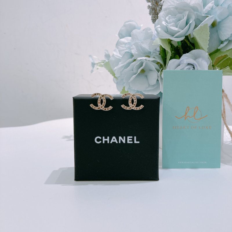 TW4808	Chanel 香奈兒經典CC字耳環 Classic 1.5cm CC Logo Earrings GHW-1