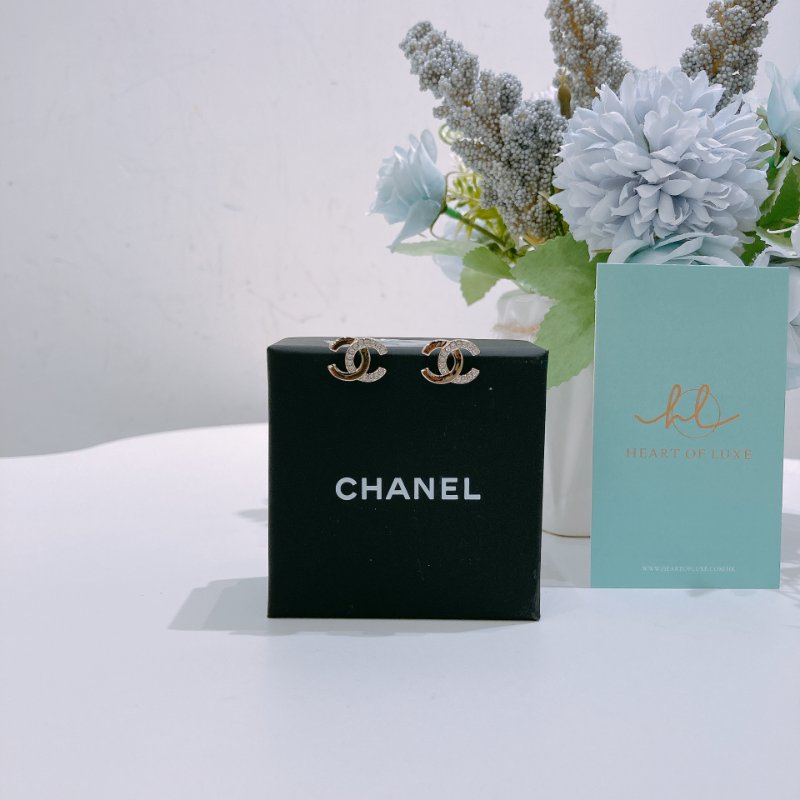 TW4809	Chanel 香奈兒迷你CC字耳環 Mini CC Logo Earrings Crystal x GHW-1