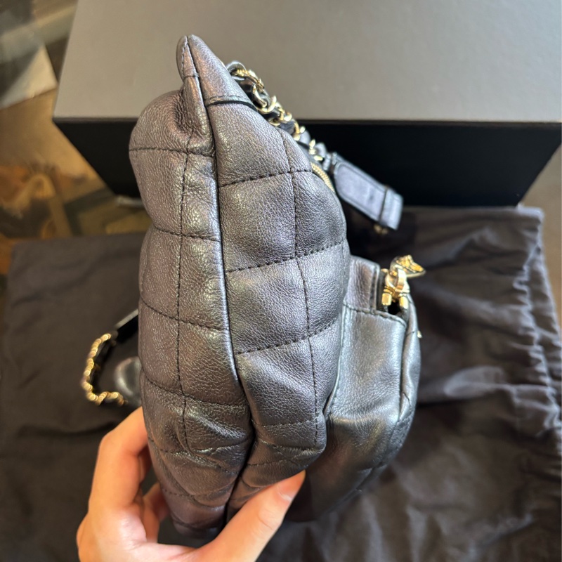 Chanel 黑色 荔枝皮 肩背包 手提包 腰包-3