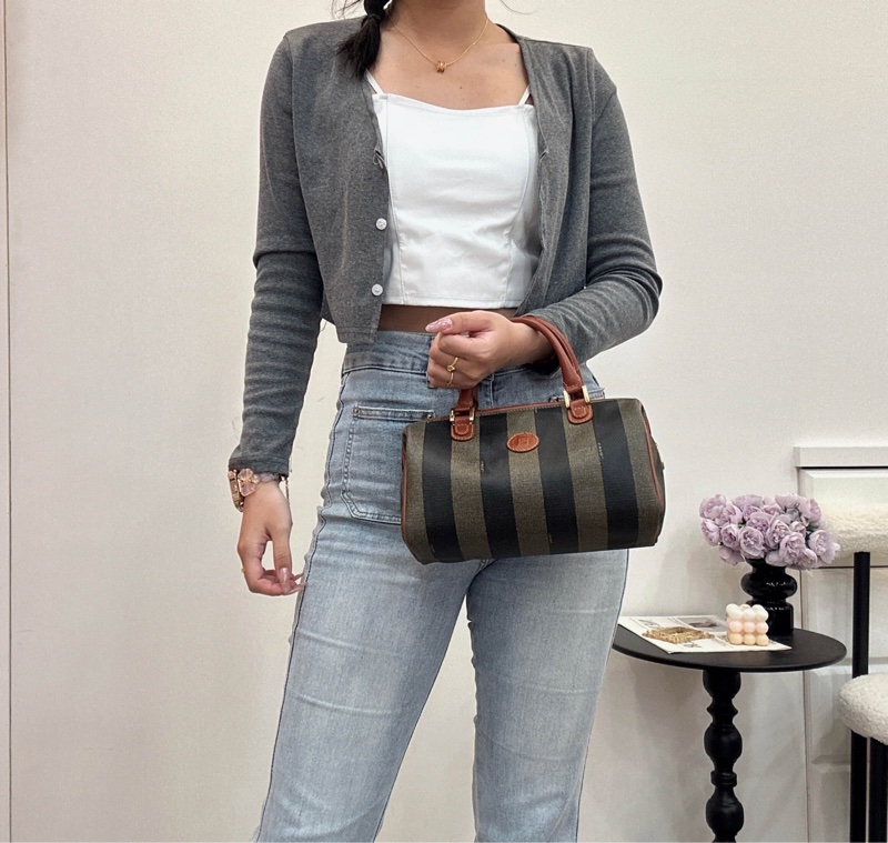 【赫蒂國際精品】Fendi 芬迪 經典 Pequin 系列迷你波士頓包 vintage-1