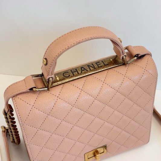 香奈兒/Chanel 2.55 Handle手提斜背包 做舊金屬搭配粉色-4