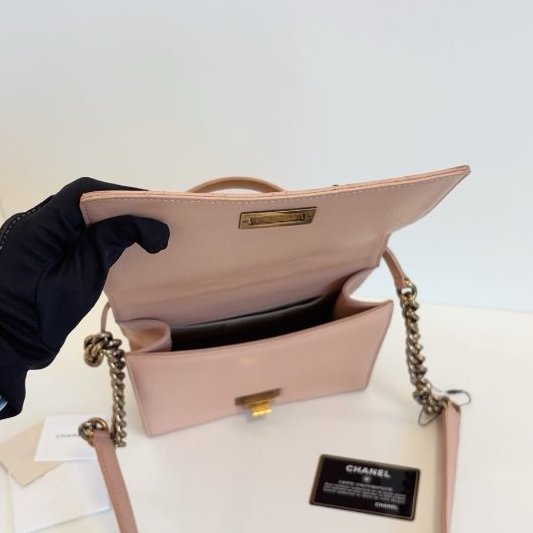 香奈兒/Chanel 2.55 Handle手提斜背包 做舊金屬搭配粉色-9