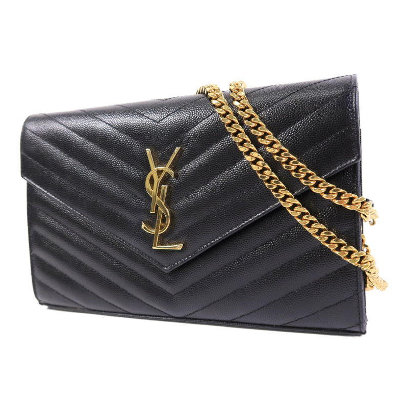 SAINT LAURENT 牛皮皮革Cassandre Envelope鏈帶肩背袋-2