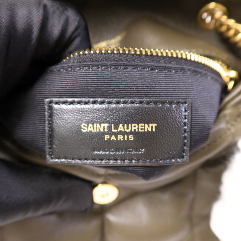 SAINT LAURENT 羊皮皮革Puffer Toy鏈帶肩背袋-5