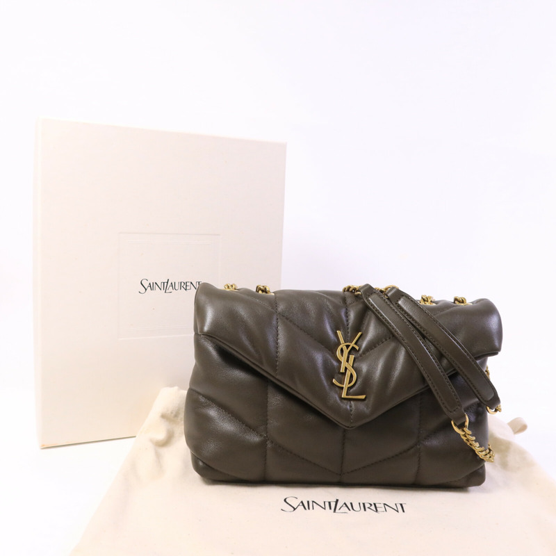 SAINT LAURENT 羊皮皮革Puffer Toy鏈帶肩背袋-9