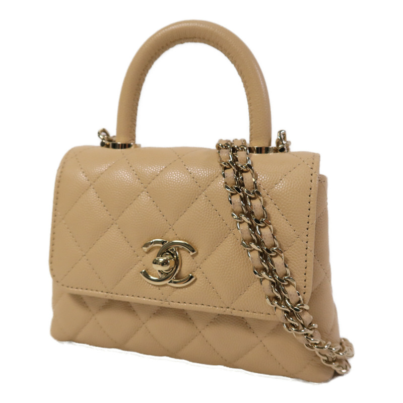 CHANEL 牛皮皮革Nano Coco Handle鏈帶手挽肩背兩用袋-2