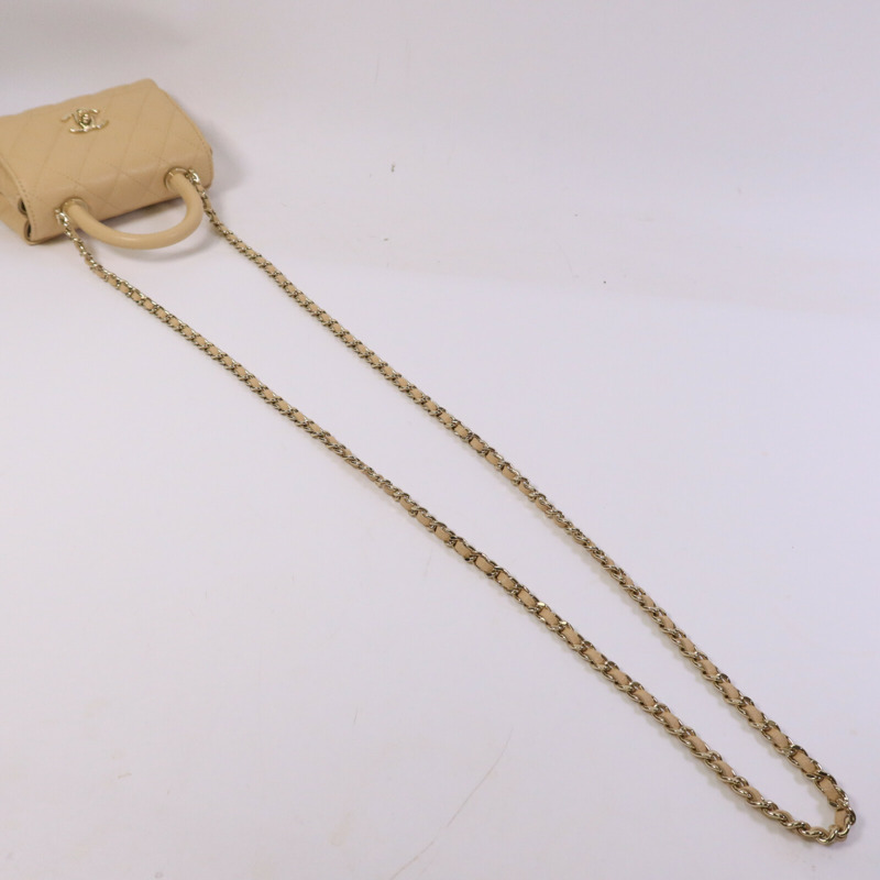 CHANEL 牛皮皮革Nano Coco Handle鏈帶手挽肩背兩用袋-8