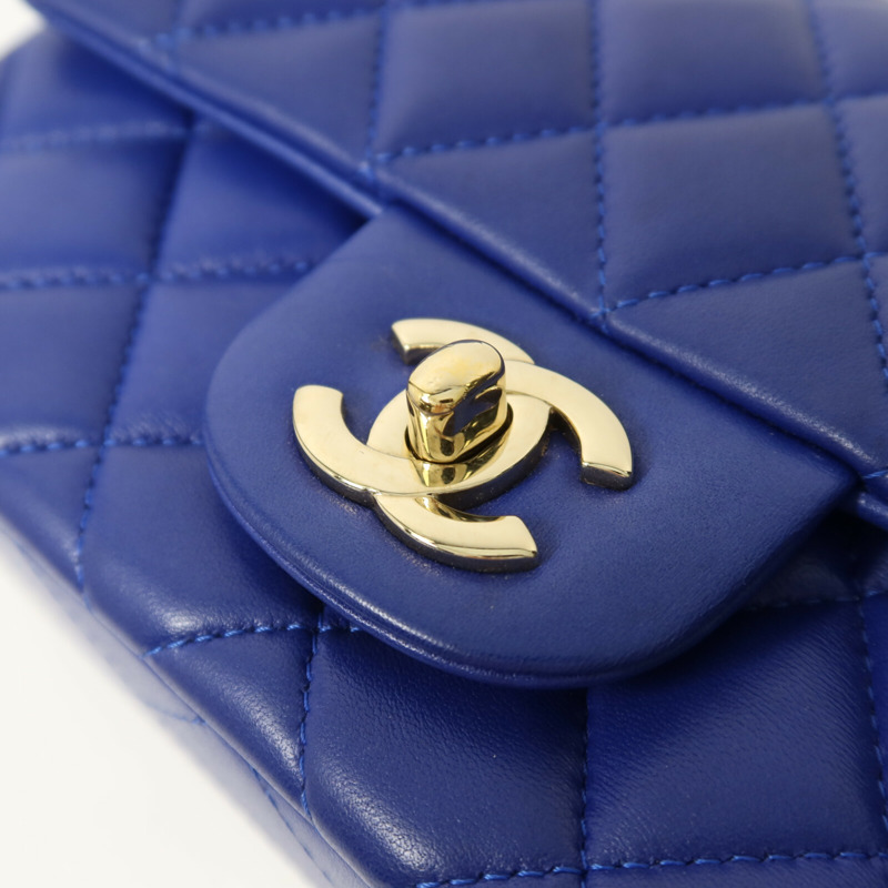 CHANEL 羊皮皮革Mini Classic 20鏈帶肩背袋-10