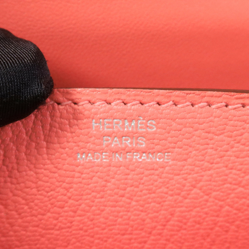 HERMES Chevre皮革Verrou Mini鏈帶肩背袋Rose Lipstick-5