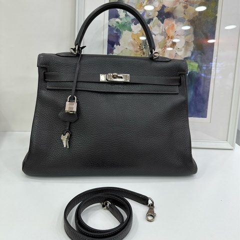 Hermes 愛馬仕 kelly32 深卡色銀扣 togo皮 框E
