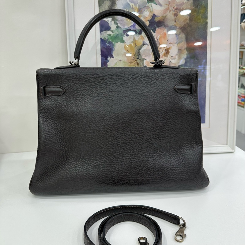 Hermes 愛馬仕 kelly32 深卡色銀扣 togo皮 框E-1