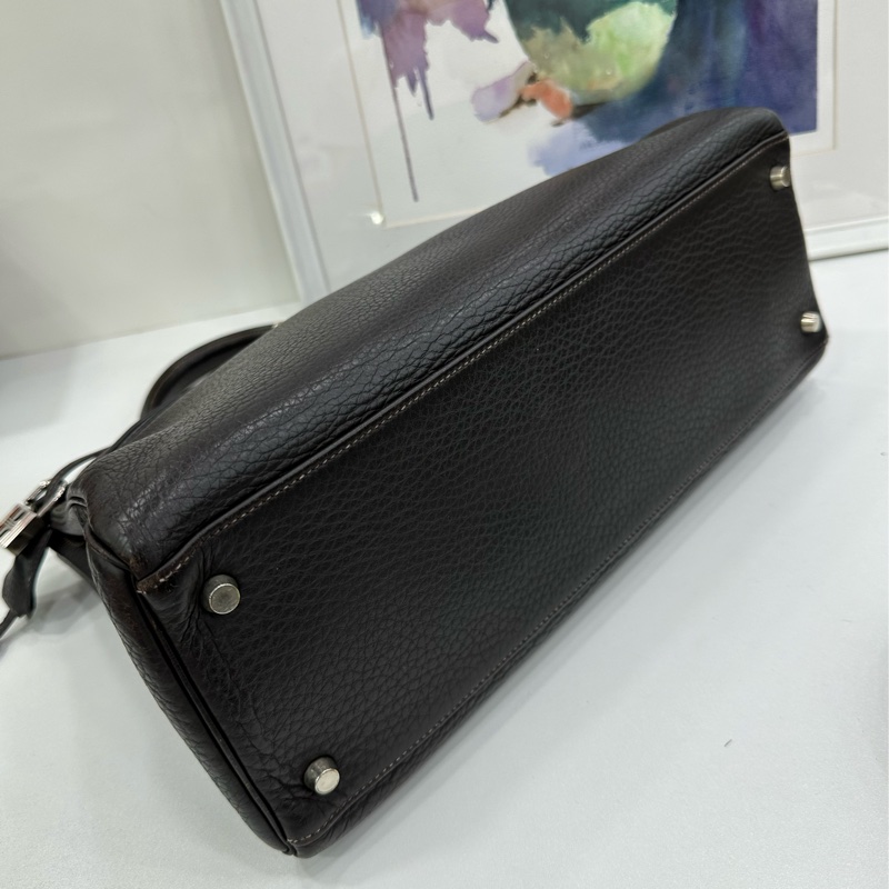 Hermes 愛馬仕 kelly32 深卡色銀扣 togo皮 框E-4