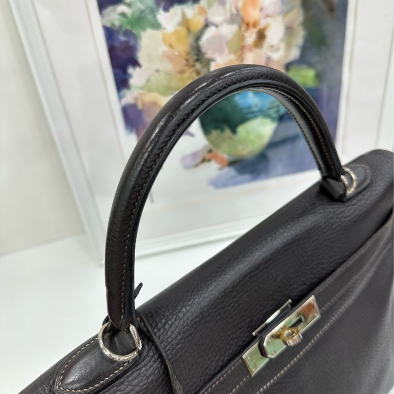 Hermes 愛馬仕 kelly32 深卡色銀扣 togo皮 框E-6