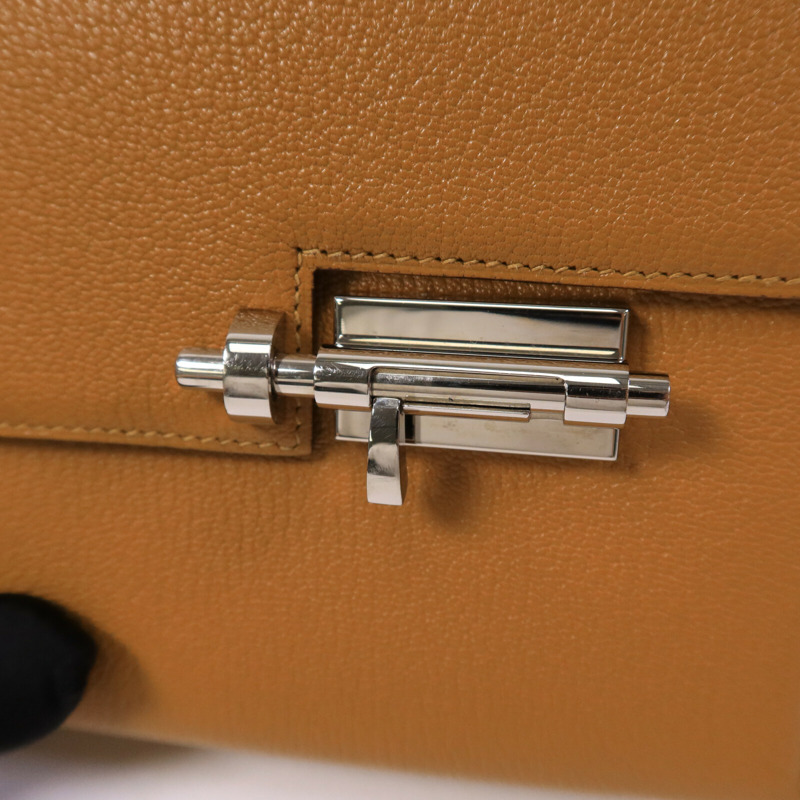 HERMES Chevre皮革Verrou Mini肩背袋Caramel-6