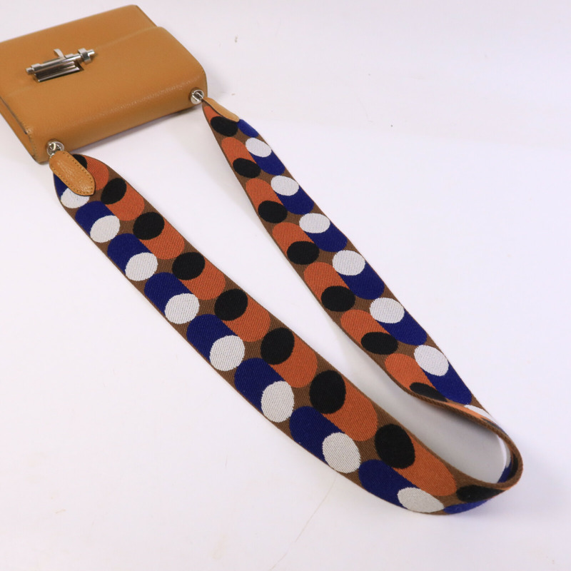 HERMES Chevre皮革Verrou Mini肩背袋Caramel-8