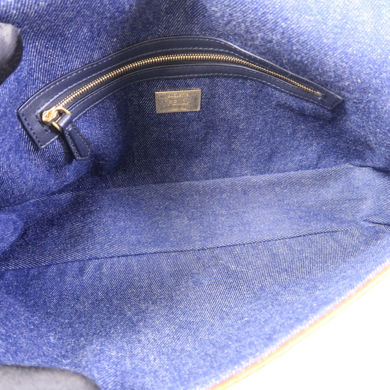 FENDI 牛仔布Bagutte Large手挽肩背兩用袋-4