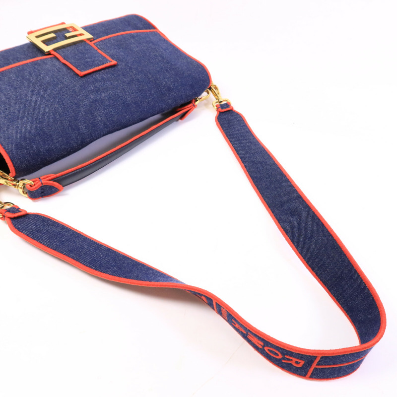 FENDI 牛仔布Bagutte Large手挽肩背兩用袋-8