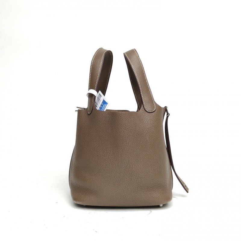 HERMES Picotin18菜籃子18大象灰TC皮A刻銀扣肩背包-1