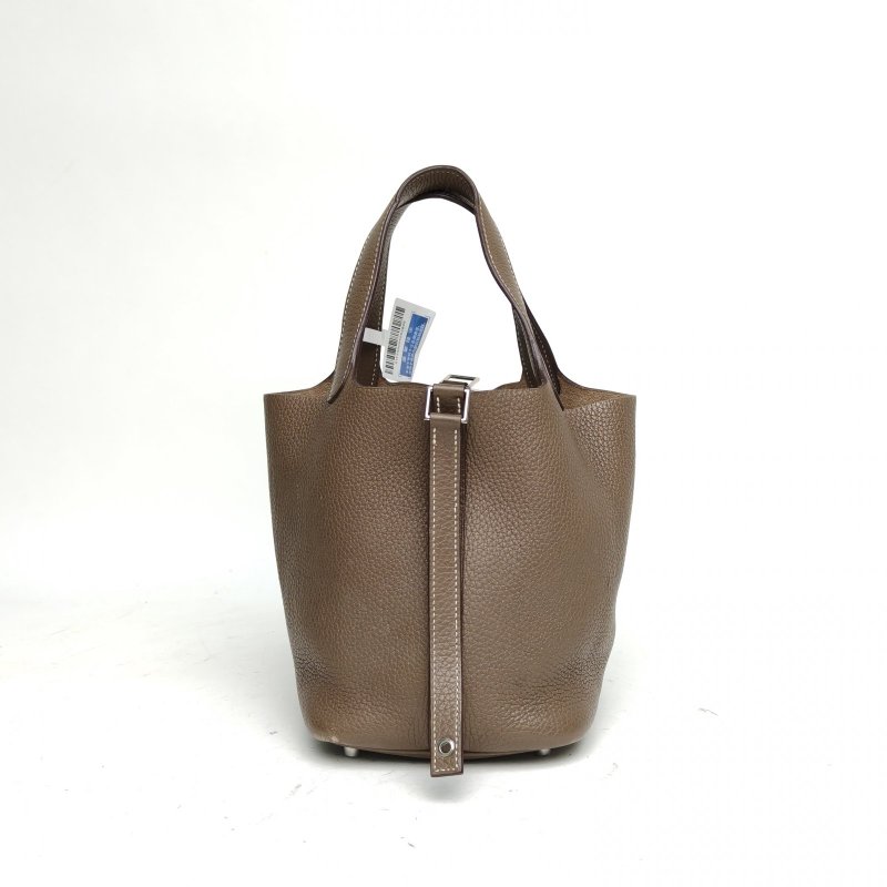 HERMES Picotin18菜籃子18大象灰TC皮A刻銀扣肩背包-2