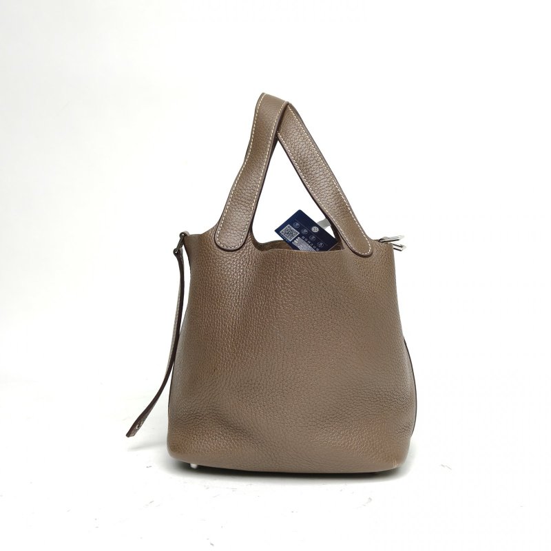 HERMES Picotin18菜籃子18大象灰TC皮A刻銀扣肩背包-3