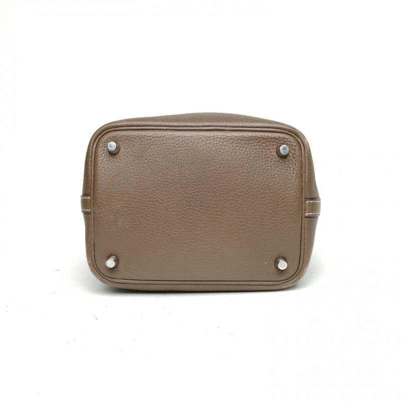 HERMES Picotin18菜籃子18大象灰TC皮A刻銀扣肩背包-4