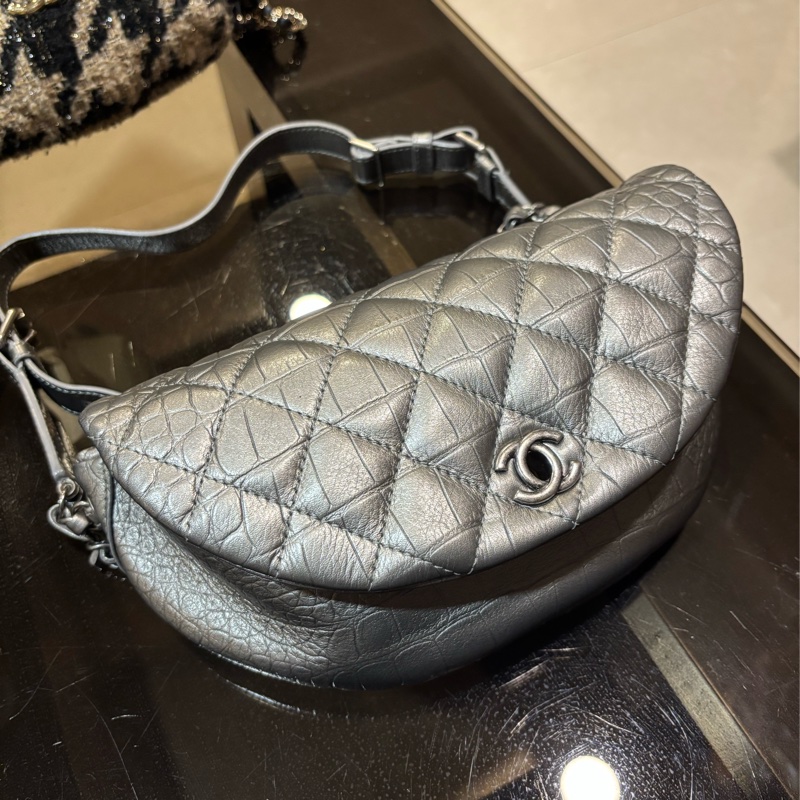 Chanel 金屬銀 肩背包 手提包 腰包-0