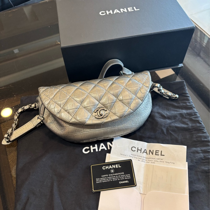 Chanel 金屬銀 肩背包 手提包 腰包-1