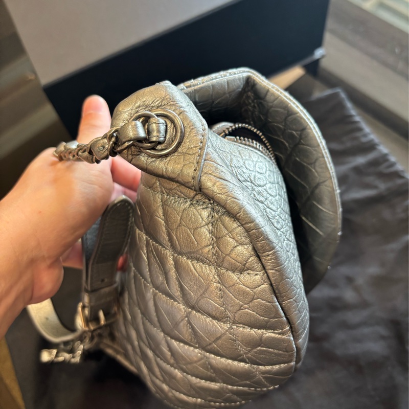 Chanel 金屬銀 肩背包 手提包 腰包-4
