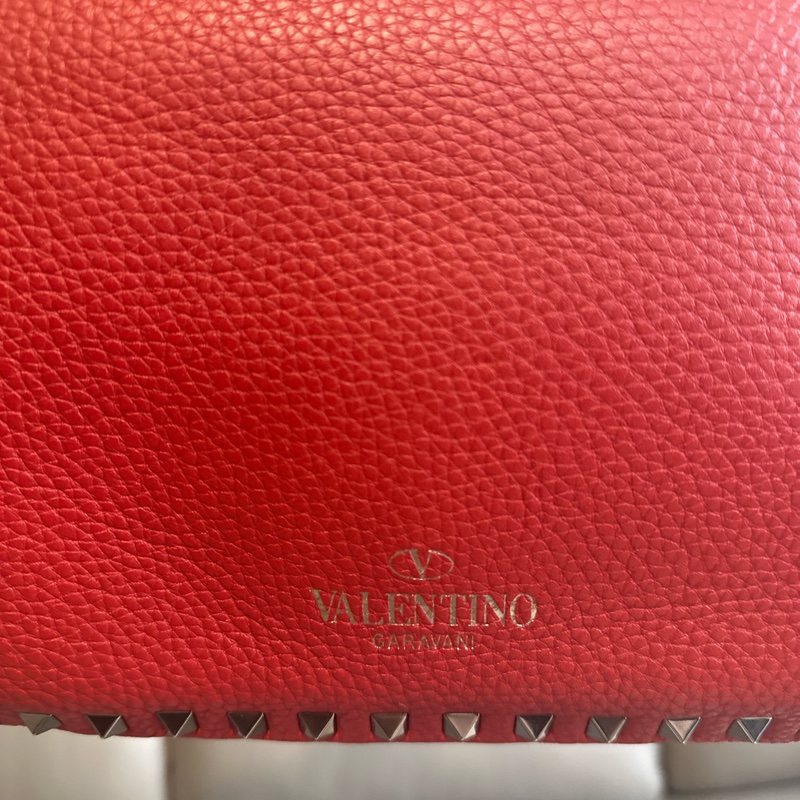 Valentino Rockstud牛皮紅色卯釘肩背包 附側背帶-7