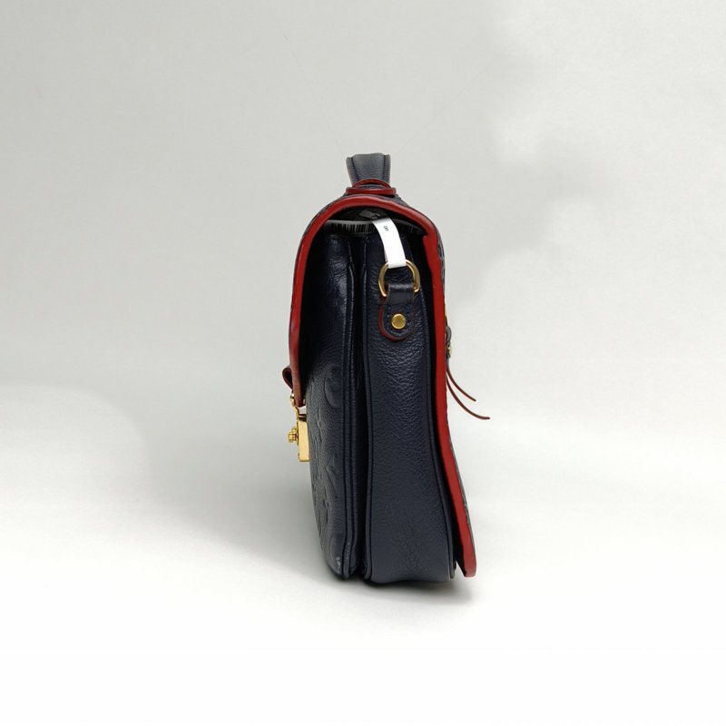 LOUIS VUITTON MetisPochette郵差包墨藍色牛皮金扣2018老花壓紋肩背包-1